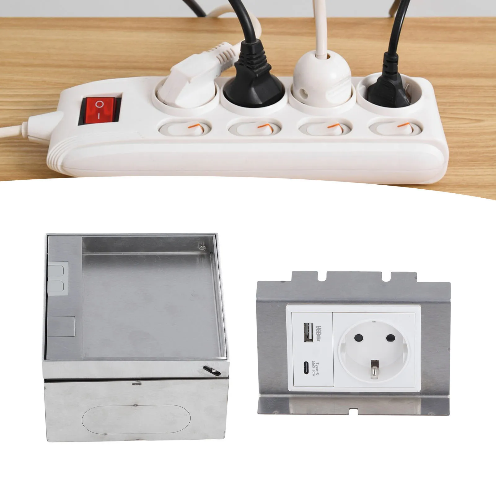 

Recessed Floor Socket Versatile Usage Flame Retardant PC Electrical Outlet Kit 4000W Standard USB Port for Kitchen Living Room