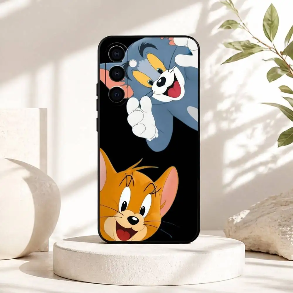 C-Cute cartoons TomS and JerryS Phone Case For Samsung Galaxy A73,A72,A71,A70,A53,A52,A51,Soft Silicone Black Cover view 4