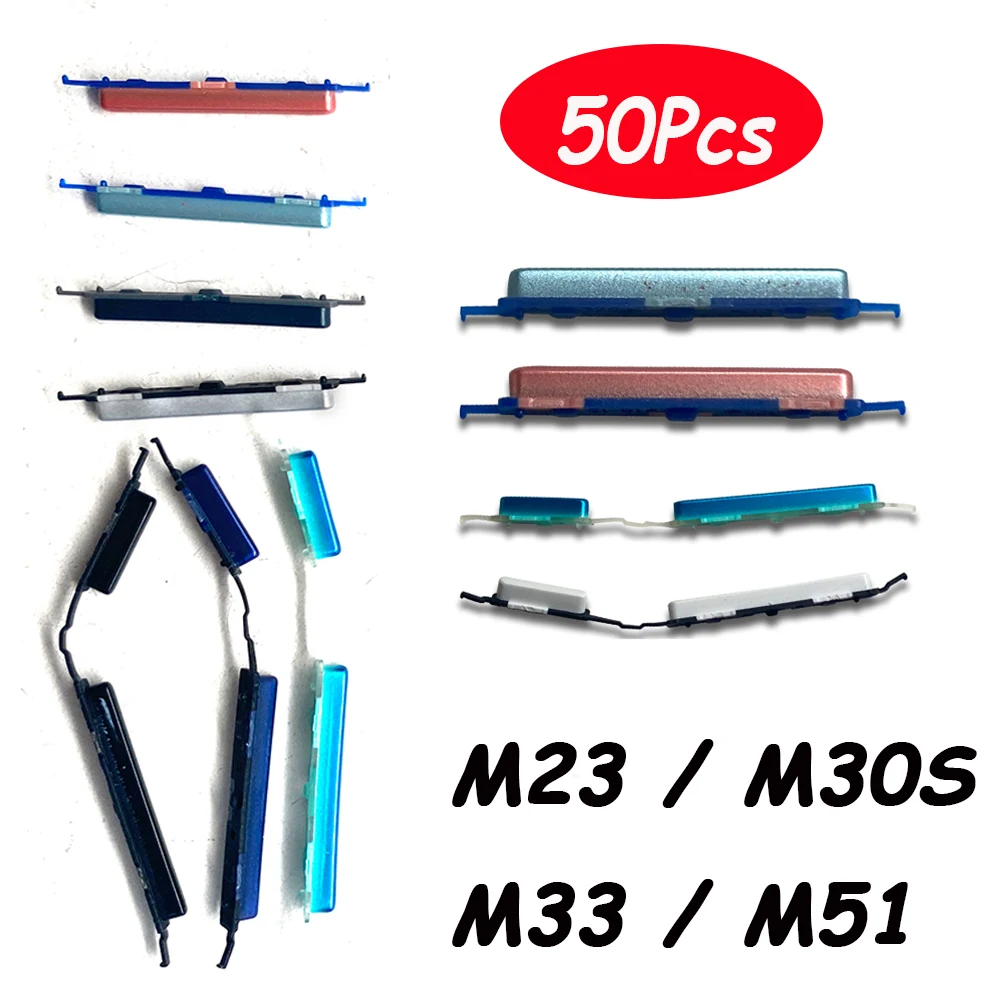 50 szt., przycisk głośności telefonu do Samsung M23 M30S M33 M51 nowa obudowa na zewnętrznej stronie klucze części zamienne