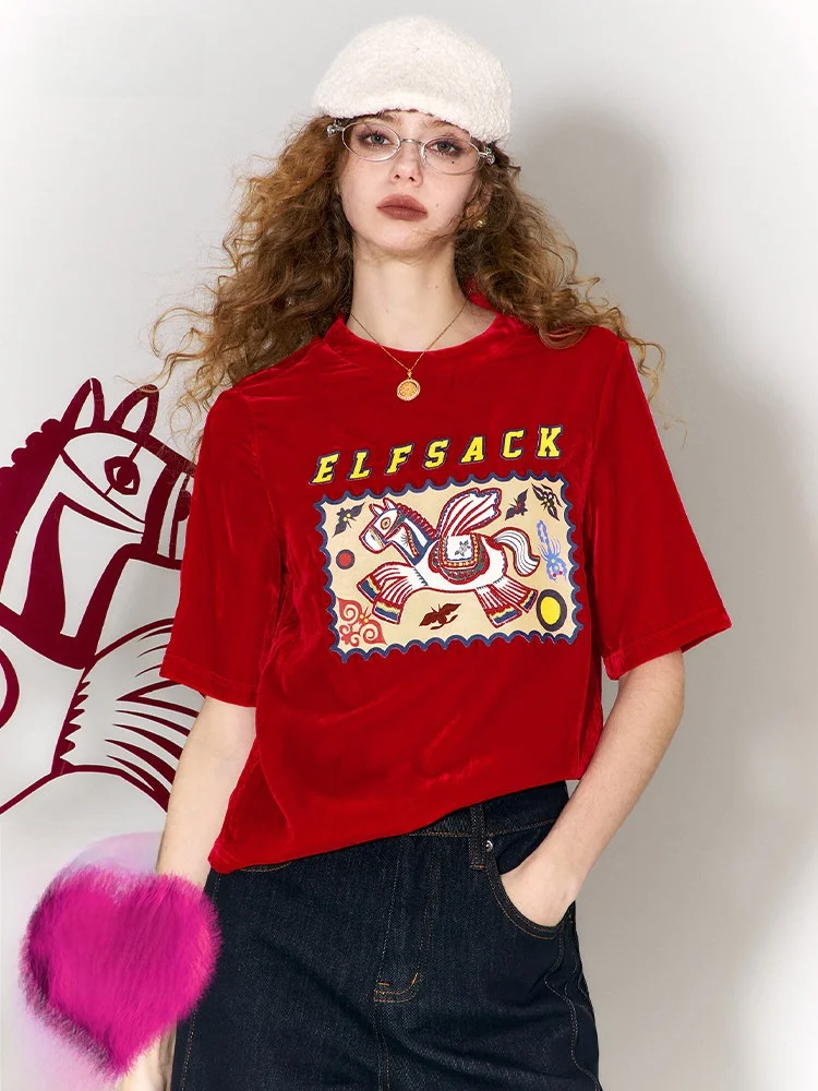 

Вельветовая женская зимняя домашняя одежда: новогодний халат, красный, повседневный, свободного кроя, из полиэстера, молодежный стиль