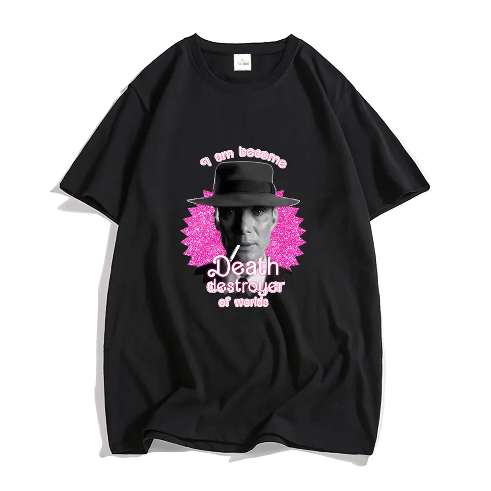 I Am Become Death Barbenheimer Hot Pink Tshirt 100% Cotton Loose T-shirt Prevalent Street Clothes Printed Short Sleeve