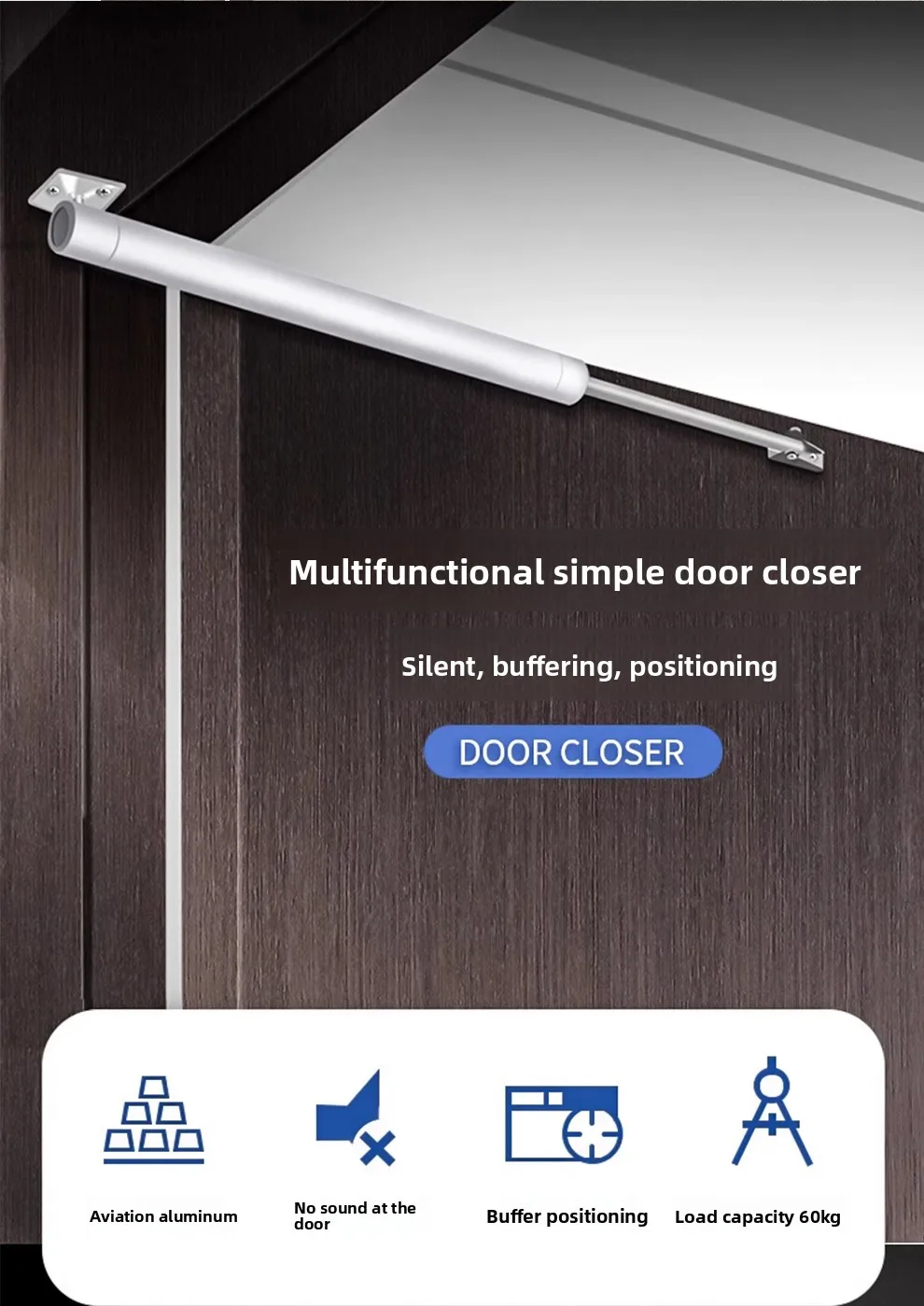 Pneumatic Door Closer for Home Fire Door - Automatic Closing Pneumatic Buffer Positioning Door Closer Simple Household Use