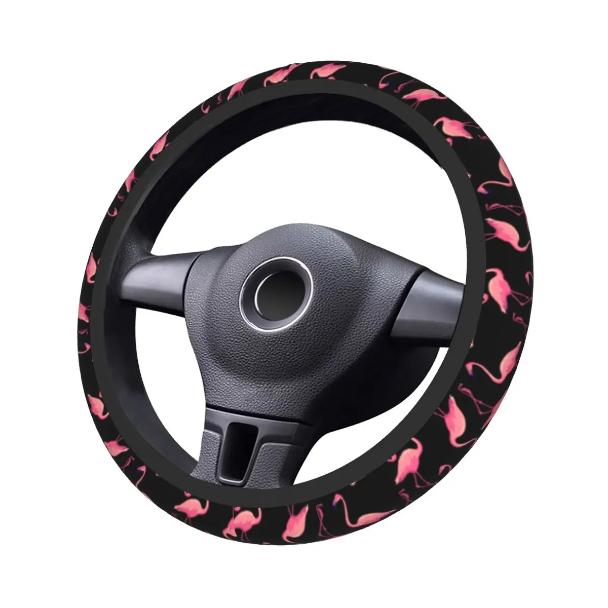 Flamingo ptak osłona na kierownicę do samochodu zwierząt 38cm uniwersalny różowy kolorowy dekoracja samochodu akcesoria samochodowe — zdjęcie 4