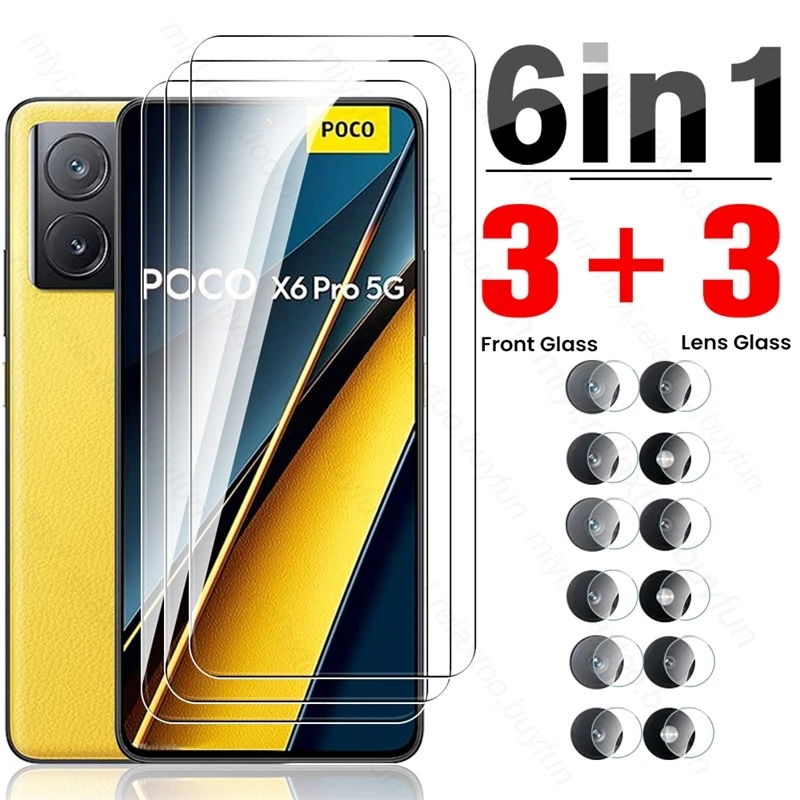 6To1 Tempered Glass For Xiaomi Poco X6 Pro 5G Glass Camera Screen Protector Poko Little F6Pro X6Pro X F 6 6Pro PocoF6 PocoX6 Pro