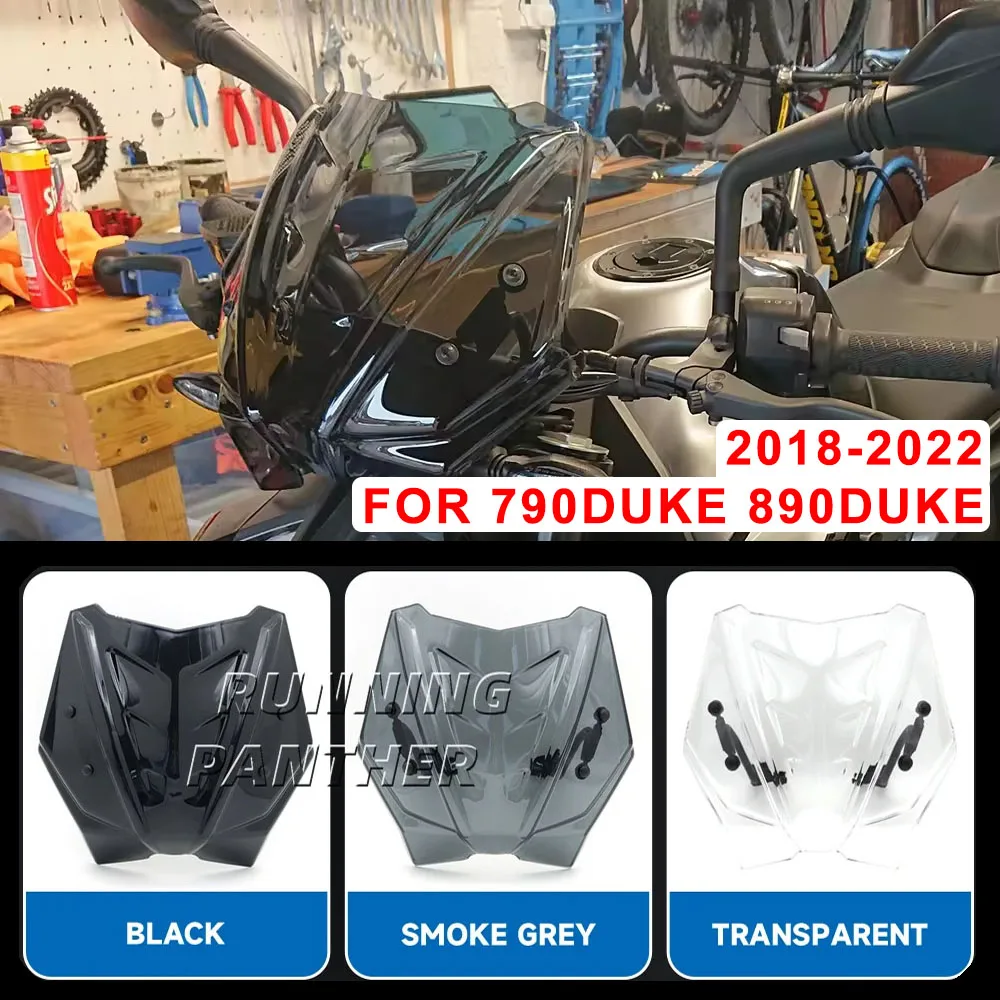 New Motorcycle FOR 790 DUKE 890 DUKE front windshield widened high-definition transparent windproof and dustproof 2018-2022 2019