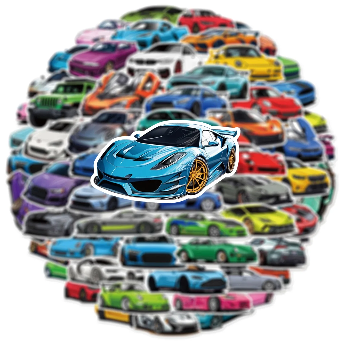 

50PCS Cool Racing Car Stickers Cartoon Super Sports Car Graffiti Toys Decoration DIY Suitcase Fridge Laptop Guitar Phone Decals