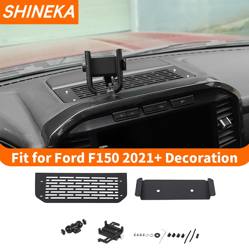 SHINEKA Car Center Console Phone Holder Multi Function Expansion Stand For Ford F150 2021 Up Black Interior Accessories