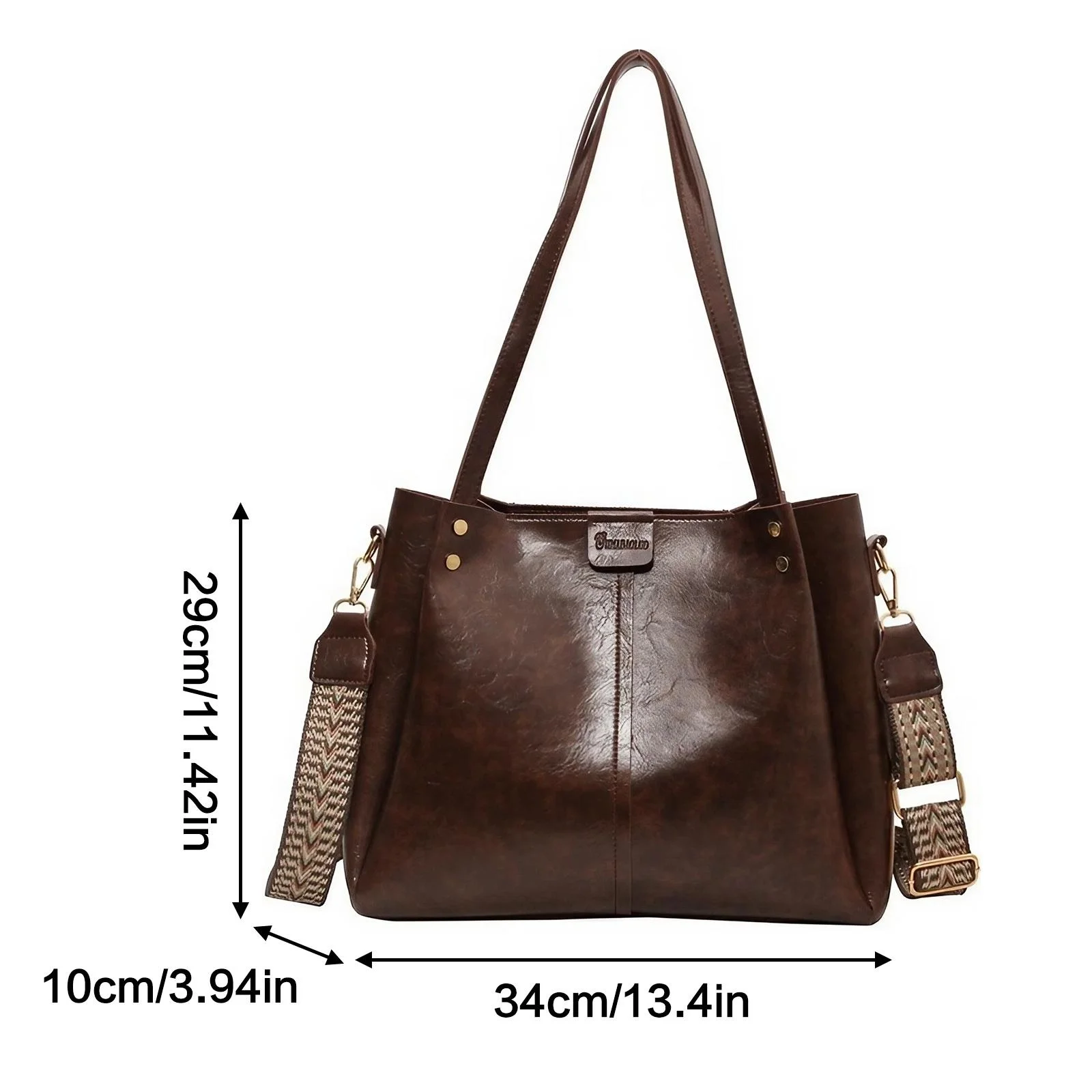 Large Capacity PU Leather Shoulder Bag Multi Compartments Lightweight Waterproof Wear Resistant For Wallet Phone Cosmetics
