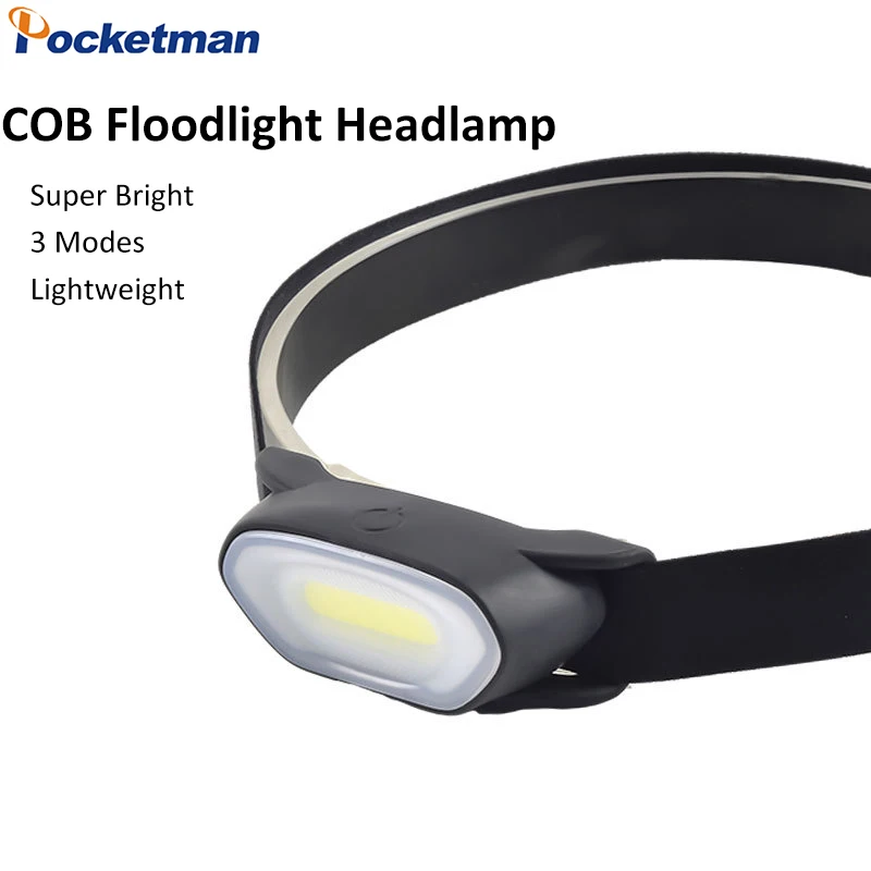 Ultra Bright COB LED Headlamp Portable Hands-Free Headlight with Adjustable Headband Lightweight Head Torch for Outdoor Camping