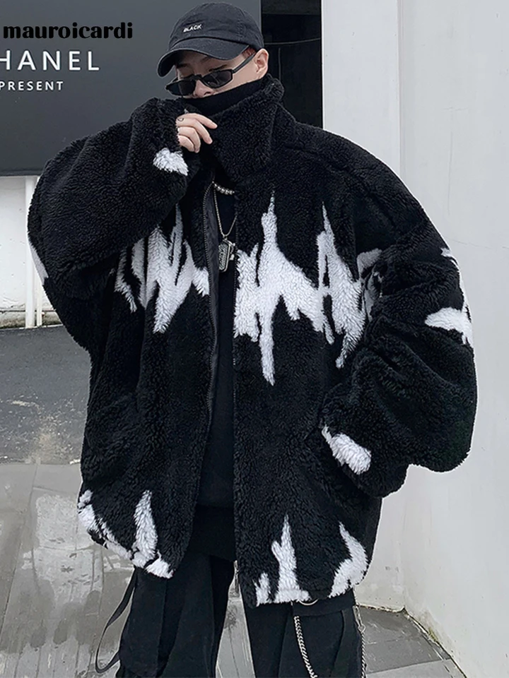 Mauroicardi Winter Oversized Thickened Warm Fluffy Faux Fur Jacket