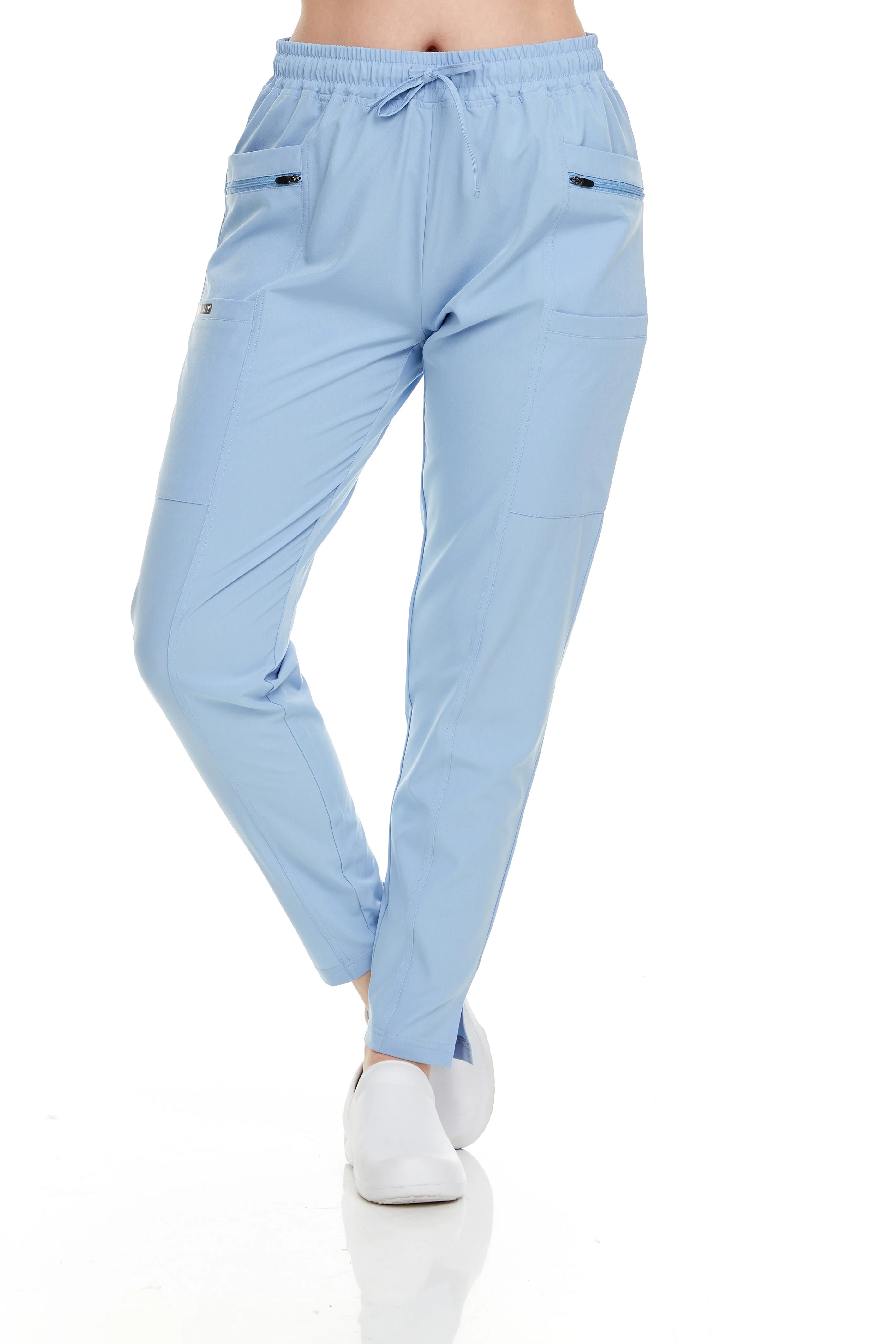Heal + Wear Ladies Tapered Scrub Pant With Double Front Pockets And Two Front Zipper Pockets / Two Cargo Side Pockets And Two Ba
