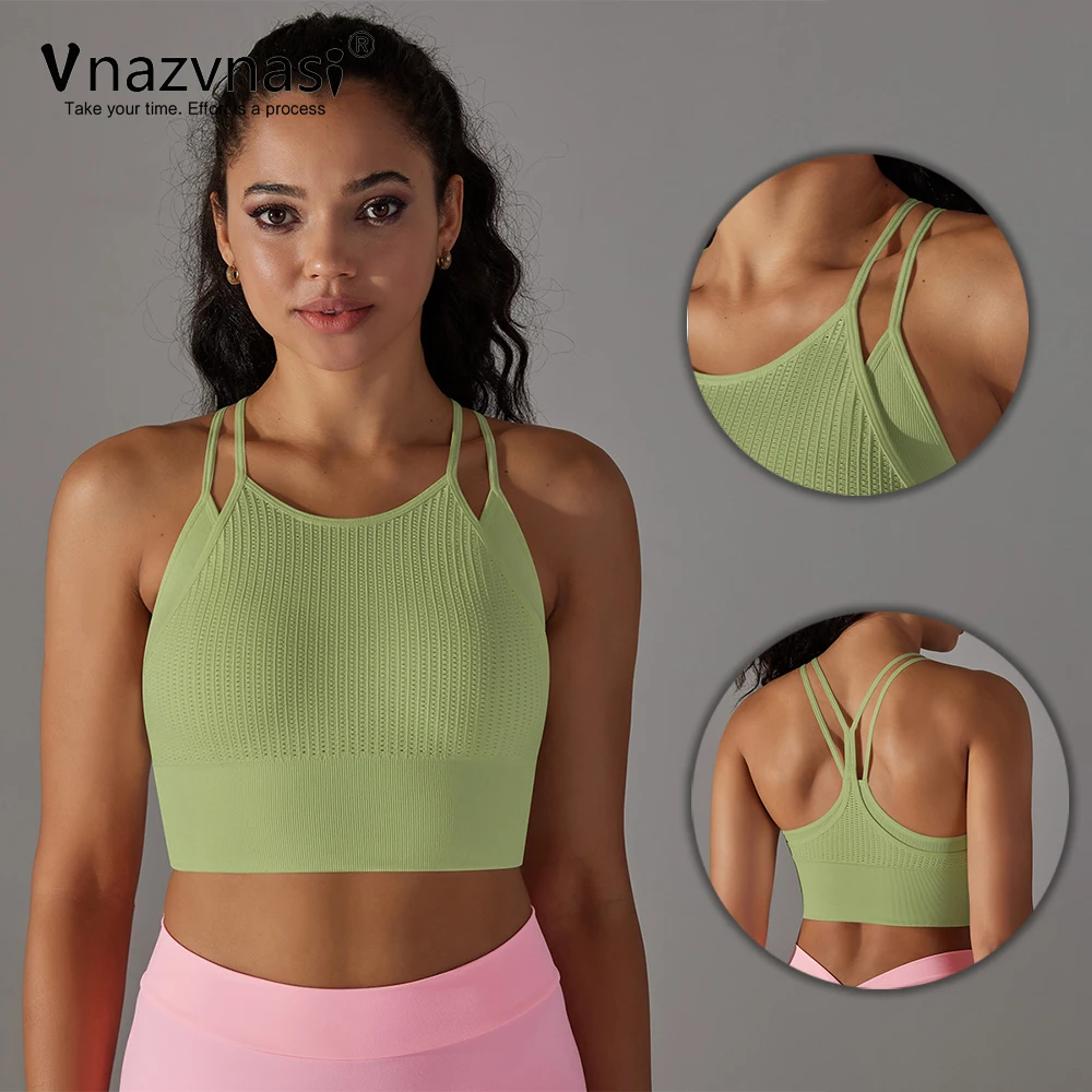 Vnazvnasi-ropa interior sin costuras para mujer, Sujetador deportivo de alta calidad para gimnasio, Top de Yoga para fitness, ropa de entrenamiento