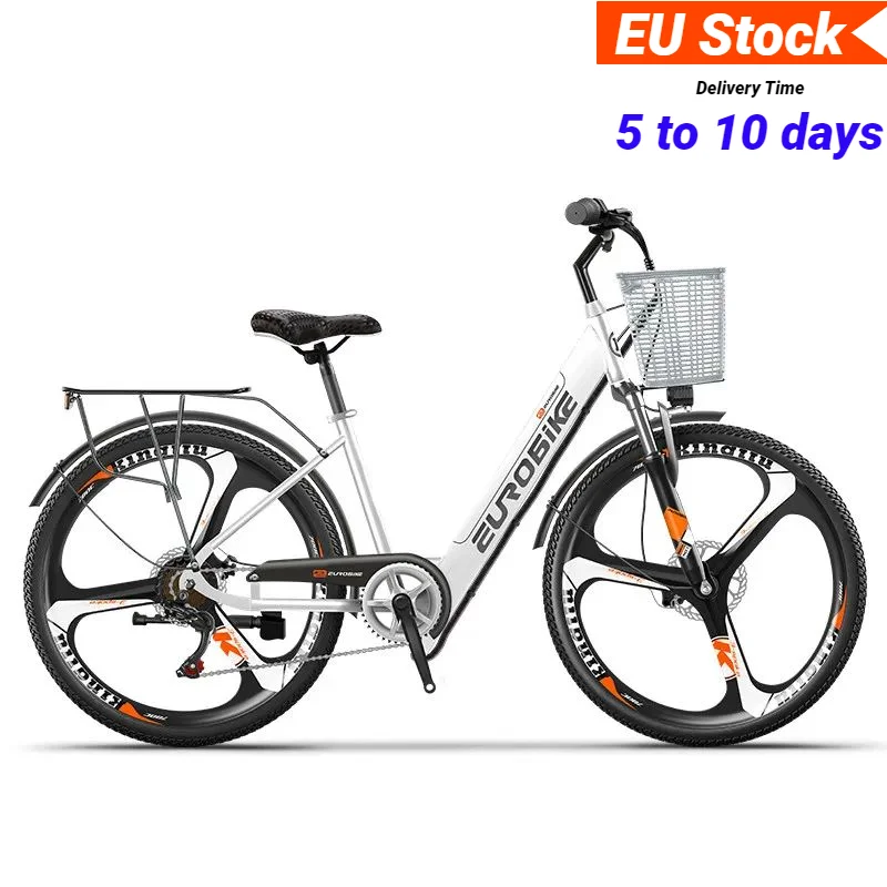 EU Stock 26 Inch Adult Electric Bicycle For 2 Person 350W 36V Electric Bike For Women With 2 Seat Basket Pedal City eBike