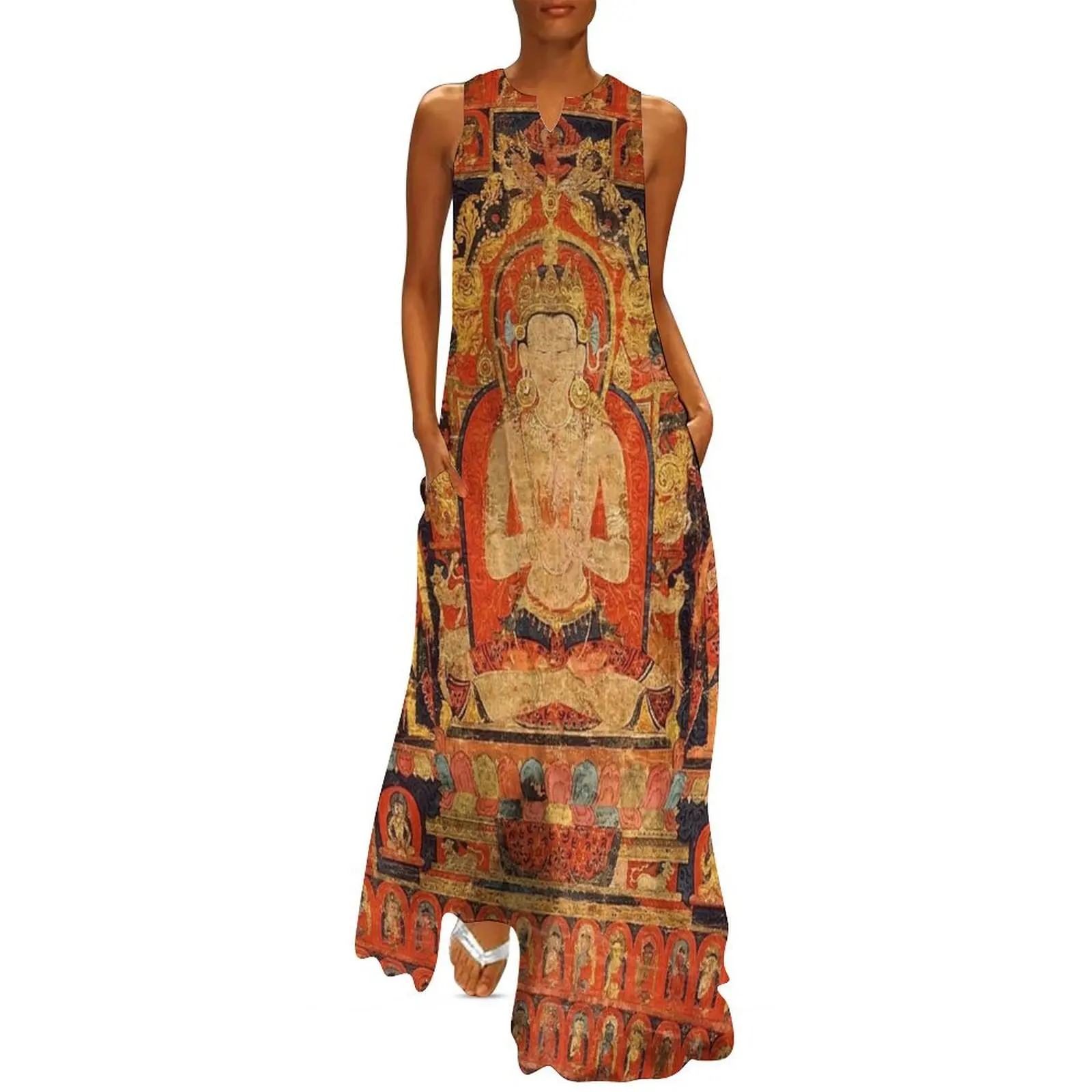 

Mandala 133 Cosmic Buddha Vairochana 1 Long Dress cocktail dresses womans clothing Dress