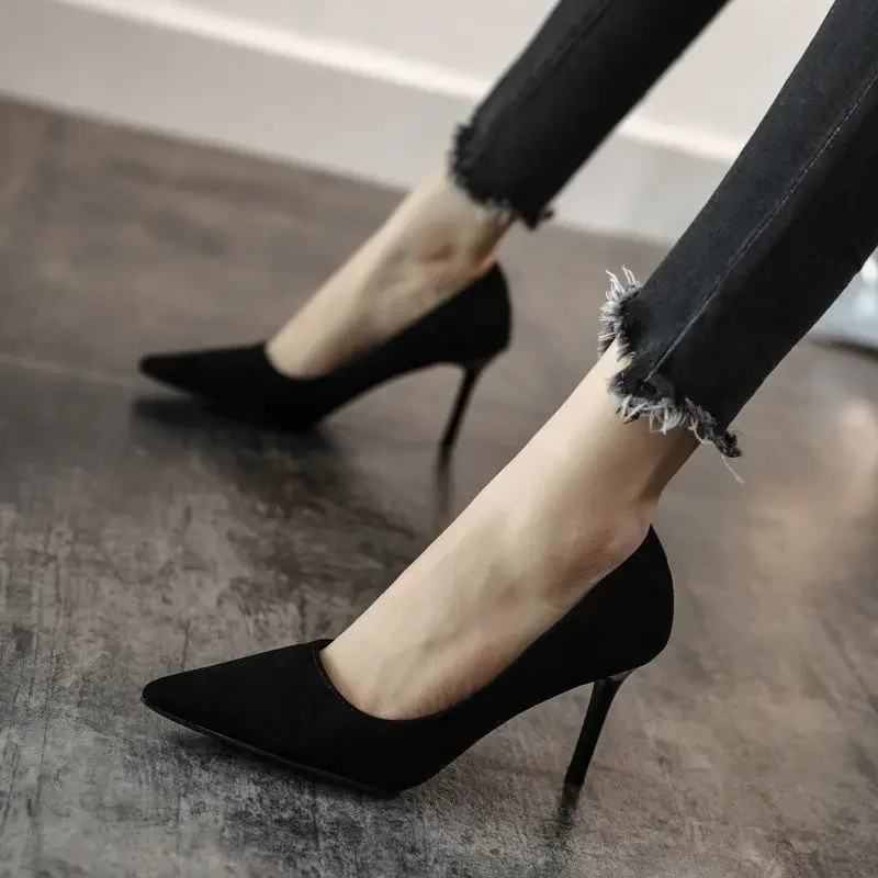 Women Shoes 2024 New Women Pumps Suede High Heels Shoes Fashion Office Stiletto Party Shoes Female Comfort Women Heels