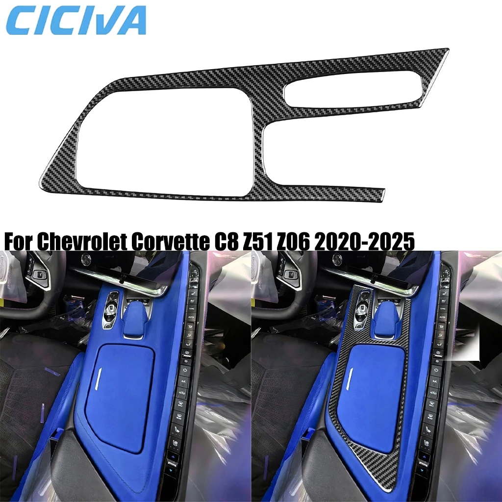 

For Chevrolet Corvette C8 Z51 Z06 2020-2025 Carbon Fiber Gear Shift Center Console Panel Interior Stickers Car Accessories Trim