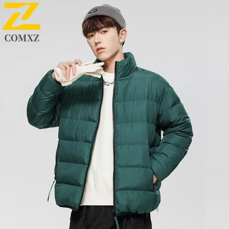 Men's Padding Coat Stand Collar Solid Color Lightweight Casual Outdoor Travel Winter Jacket Warm Ski Cold Proof Bread Jacket