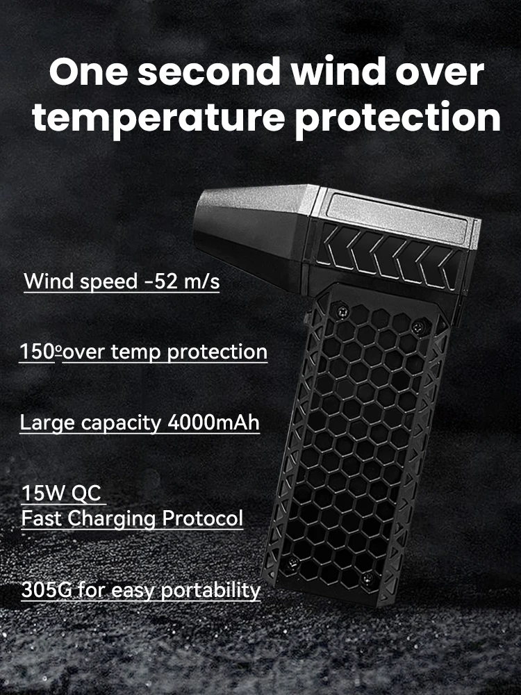 Imagem -04 - Ventilador Turbo Jet 130000 Rpm Velocidade do Vento 52 m s Portátil Mini Ventilador de ar Acampamento ao ar Livre Barbacoa Poderoso Ventilador Teclado Limpeza de Poeira