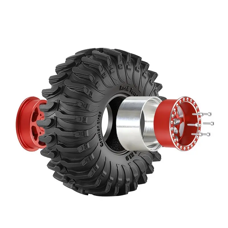 ABUM-Upgrade Parts For 1/18 Traxxas TRX4M For 1/24 Axial SCX24 RC Cralwer Crawler- Beadlock Wheel(1.0 Inch) And Rubber Tires Tit