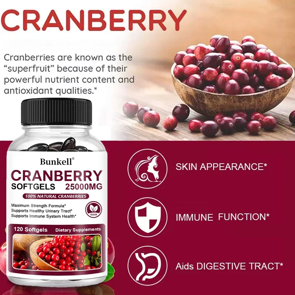 Cranberry Extract Supplement - Urinary Tract Health Capsules To Boost Immunity