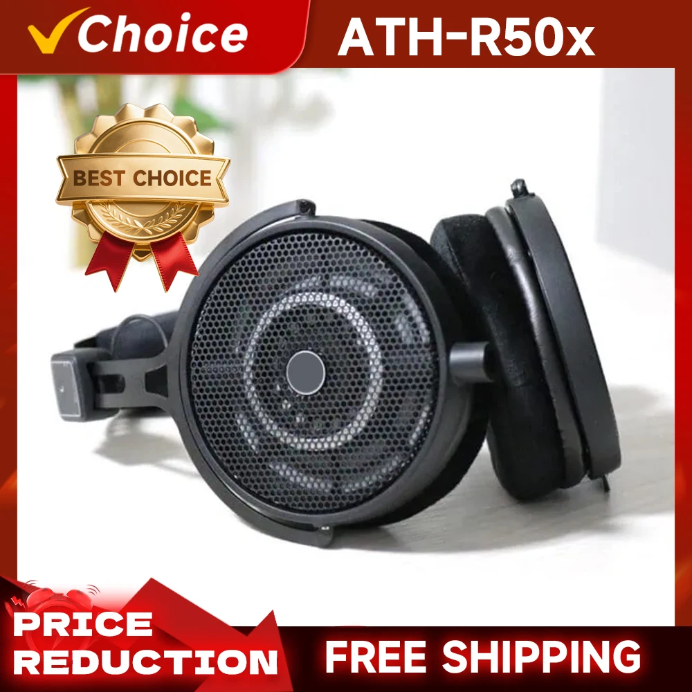 ATH-R50x Professional Open Back Studio Monitor Over Ear Headphones 45mm Drivers Wired Reference for Mixing Mastering Podcast