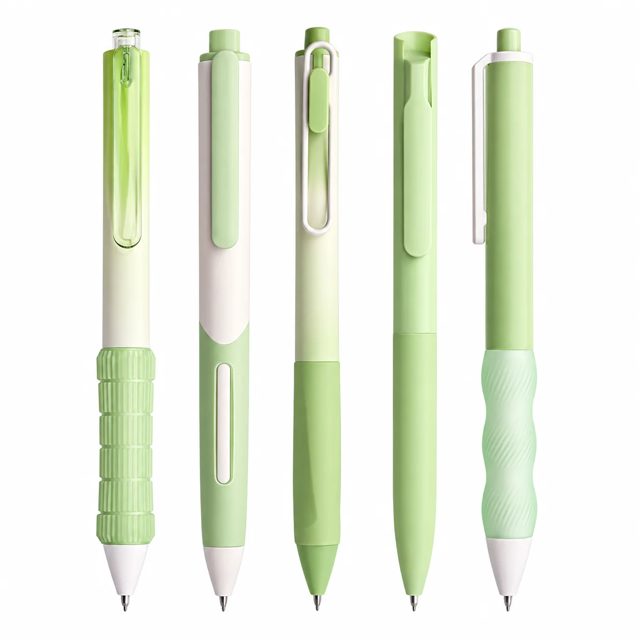 5PCS Mint Green 0.5mm Retractable Gel Pens Set 5 Styles Fine Point Writing Pens for School Notes Planner Office Stationery