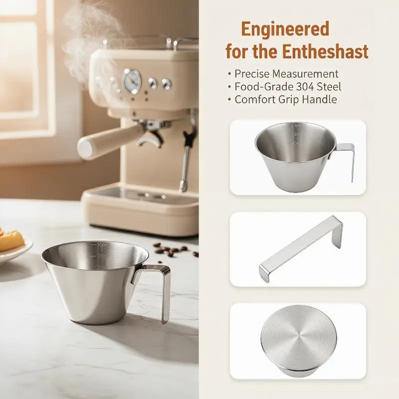 Premium 304 Stainless Steel Espresso  Glass Accurate Measuring for Coffee