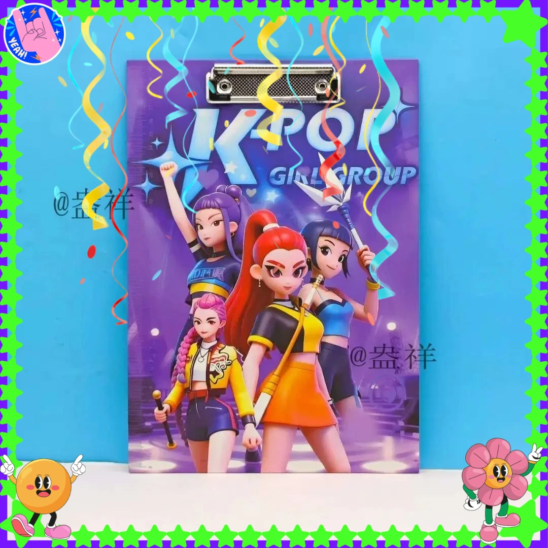 Kpop Demon Hunters Рождественский буфер обмена формата А4, милая доска для письма в стиле аниме, экзаменный блокнот, кавайные школьные принадлежности, держатель для файлов для студентов