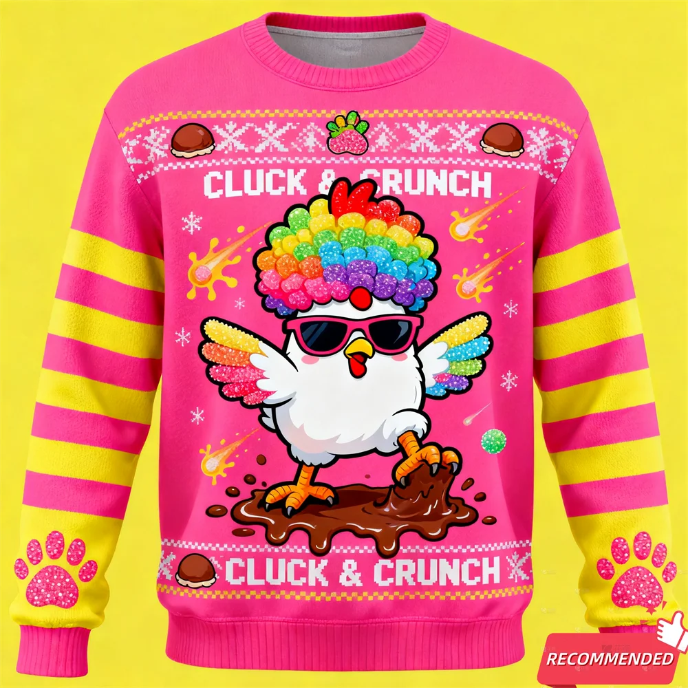 

Harajuku Cartoon Gingerbread Man Ugly Sweater Funny Sloth Pattern Design Print Men Women Crewneck Sweatshirts Tee Unisex Jumpers