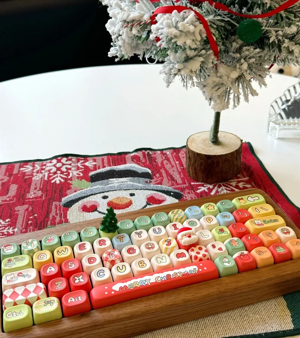 Christmas white night keycaps cute keycaps 133 keys XOA height for HI75 61 64 84 104 108 F87 and other keyboards