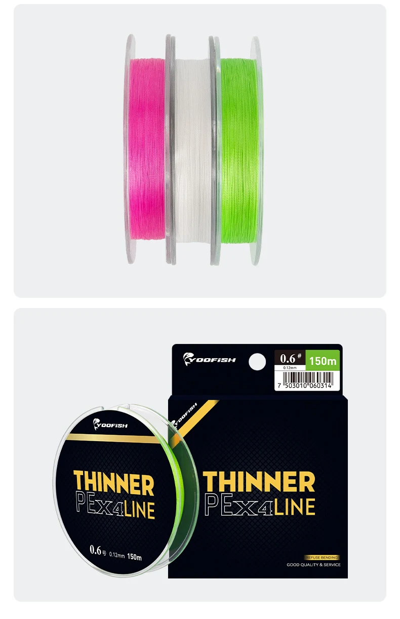 Yoofish Micro THINNER Angelschnüre 100 m 150 m geflochtene PE-Schnur 4 Stränge Japan Monofilament Angelschnur Karpfen Fliegenfischen Draht – Detail 9