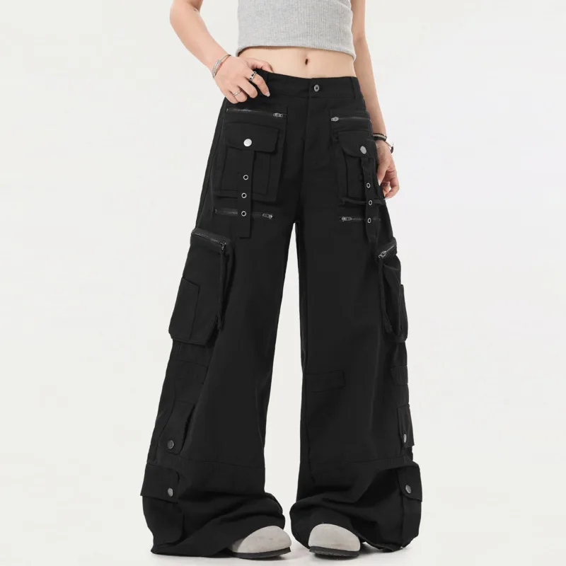 HKSH Autumn New Women Casual Wide Leg Pants Multi-pocket Versatile American Retro Streetwear Trend High-end Safari Style HK17351