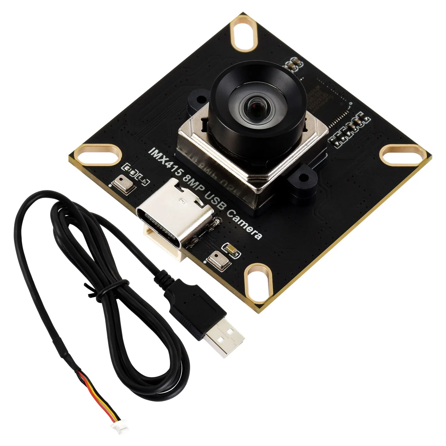 Waveshare IMX415 8MP High-resolution USB Camera Module, IMX415 Sensor Chip, USB2.0 Port, Onboard Dual Microphones