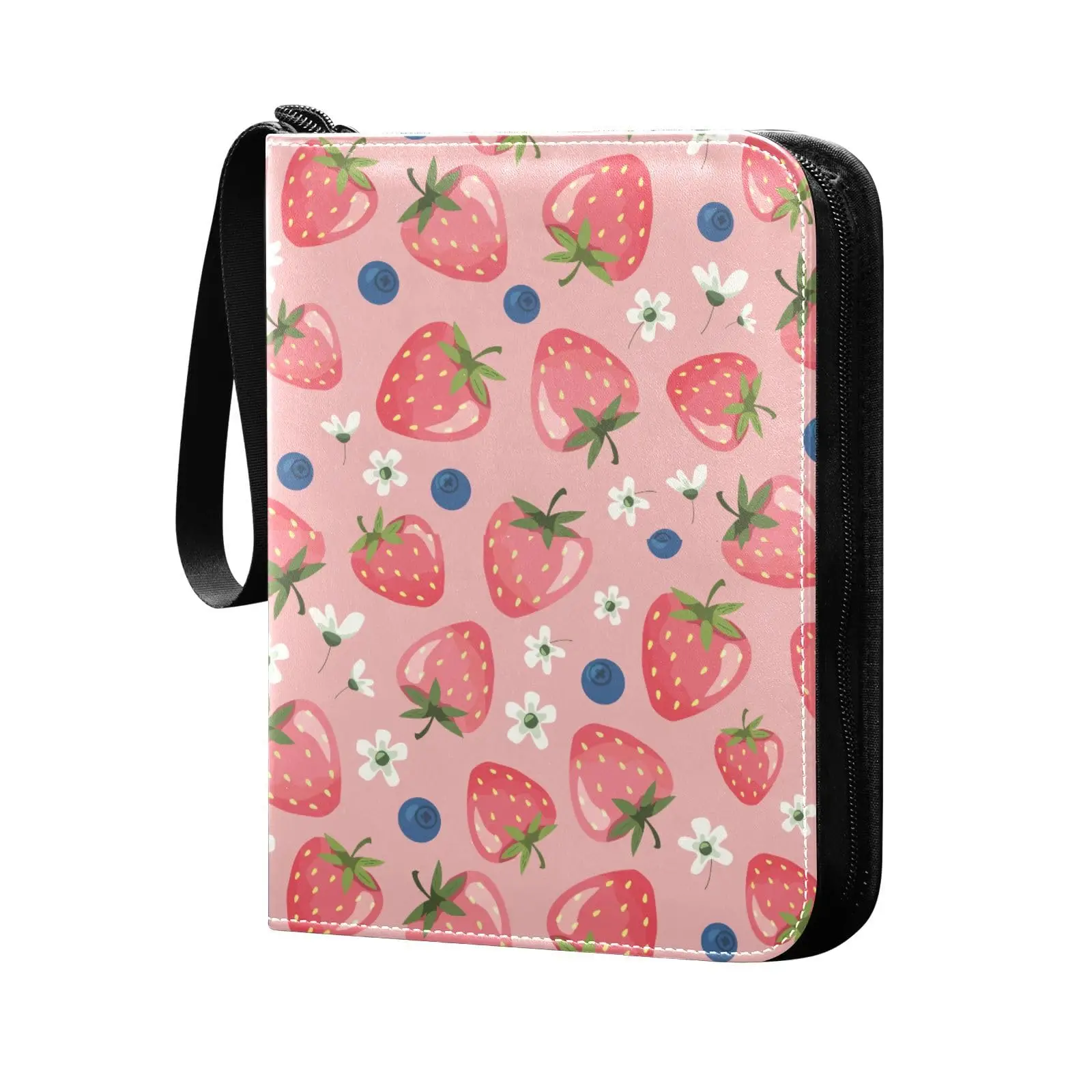 Fruits Strawberry Card Binder 4 Pocket Card Binder 400 Double Sided Pocket Album Sport Game Cards Unique Card Collection Storage