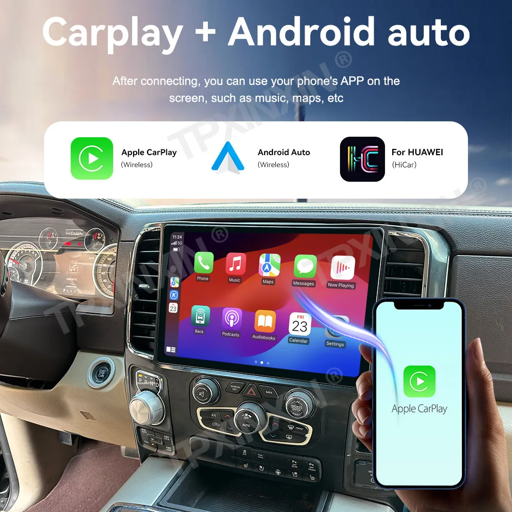 For Dodge Ram 1500 2013 to 2018 car  13.1 inch carplay Multimedia radio large HD GPS Navigation Android 13.0 touch  head unit