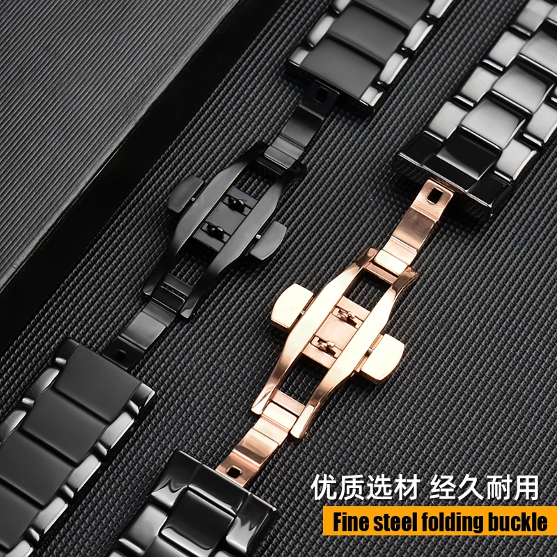 For Armani AR1452 AR1451 AR1410 AR1400 Ceramic Watchbands case High Quality Men’s Bracelet Accessories 22mm 24mm Strap Watch Set