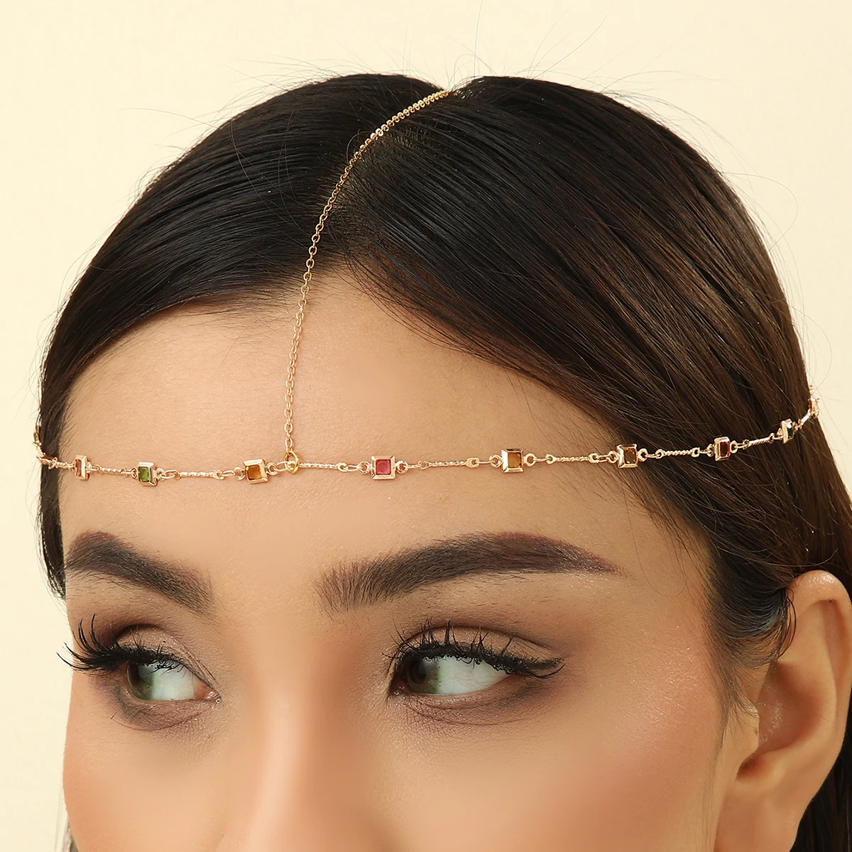 Kinitial Metal Headband Head Chain Hair Jewelry Women Headpiece Indian Boho Headdress Wedding Accessories