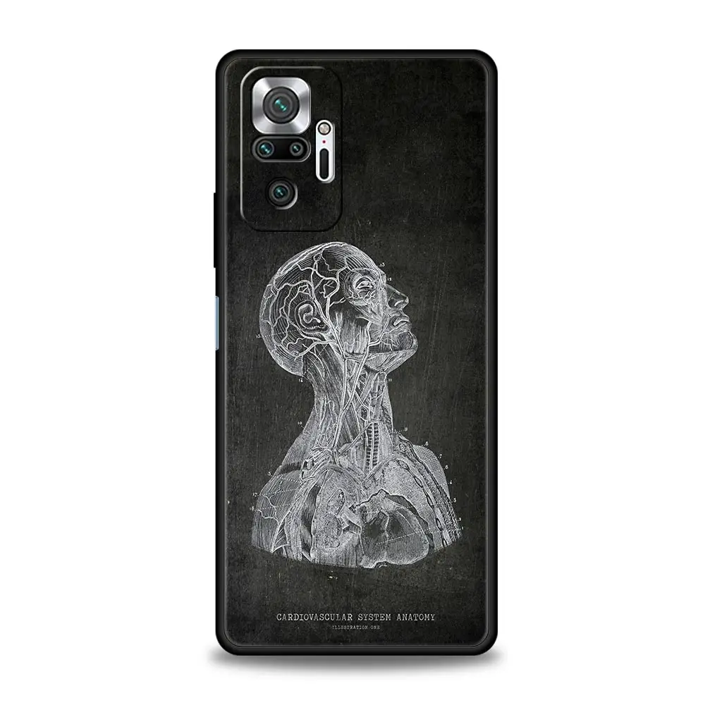 Phone Case For Xiaomi Redmi Note 13 12 5G 9S 9 8 10 11 Pro 9T 13C 12C 10C 9C 9A 7 Pro Soft Silicone Cover Chalkboard Anatomy