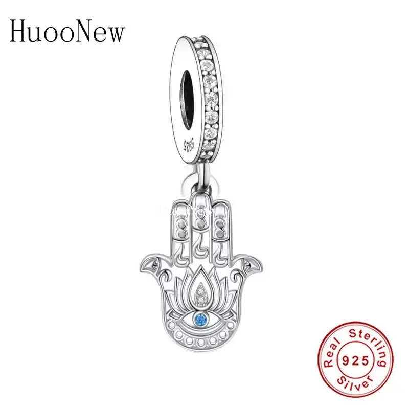 Fit Original Pan Charms Bracelet 100% 925 Sterling Silver Good Luck Hasma Hand Lotus Bead For Making Women Berloque DIY