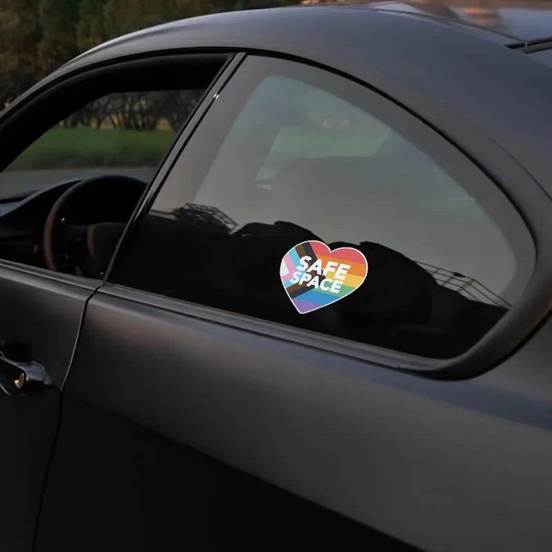 1SET Safe Space Inclusive Sticker, Vinyl Decal for Journals, Car Windows, Bottles – Stand Out with This Colorful Heart Design"