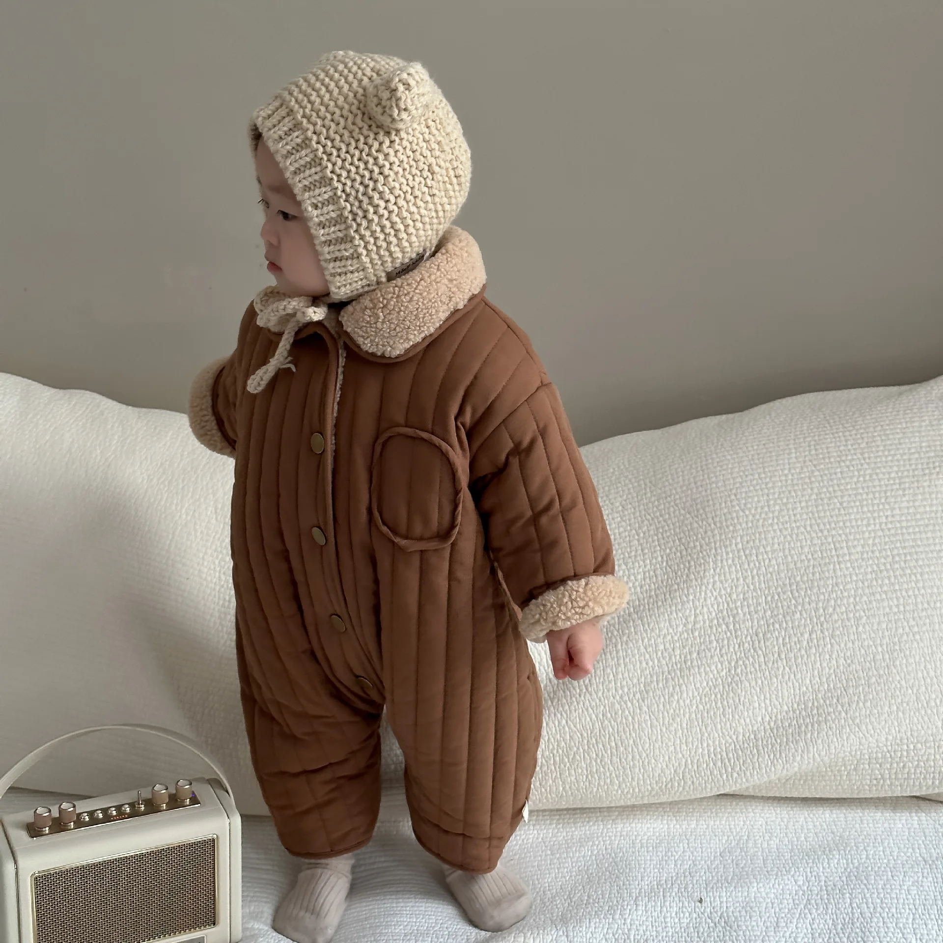 MiniAinis Autumn Winter New Baby Two Sided Dressing Romper Girls Plush And Thicken Bodysuit Boys Cotton Jumpsuit Clothes