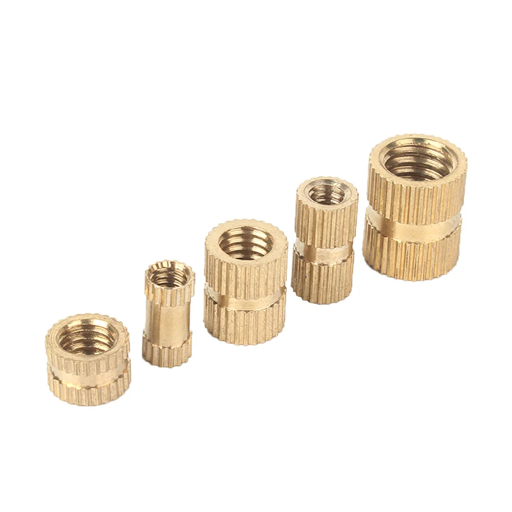 5-50pcs M5 M6 M8M10 Brass Round Knurled Thread Inserts Nut Copper Injection Molding Embedded Dual Channel Nuts Hardware Fastener