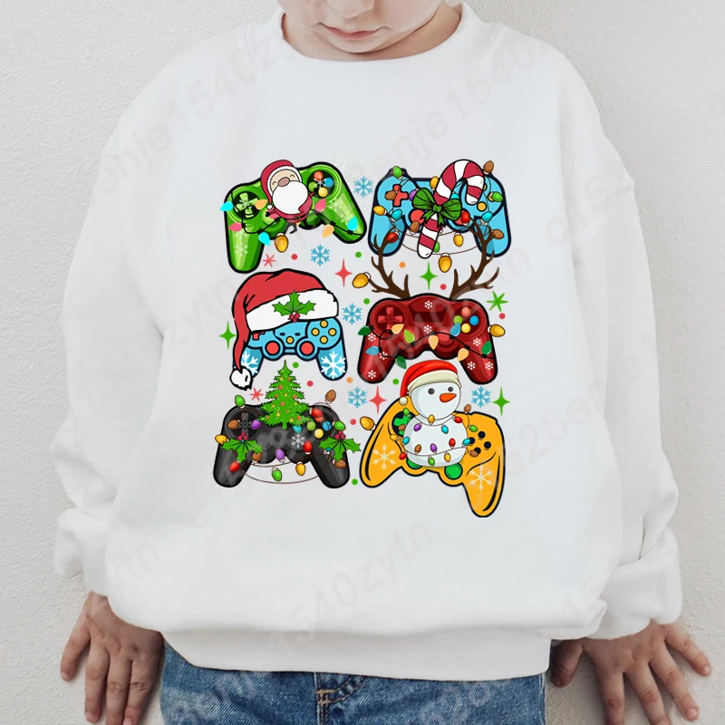 

Christmas Light Game Print Sweatshirt Autumn Winter Children Fashion Sweatshirts Kids Casual Long Sleeve Hoodless Pullovers Tops