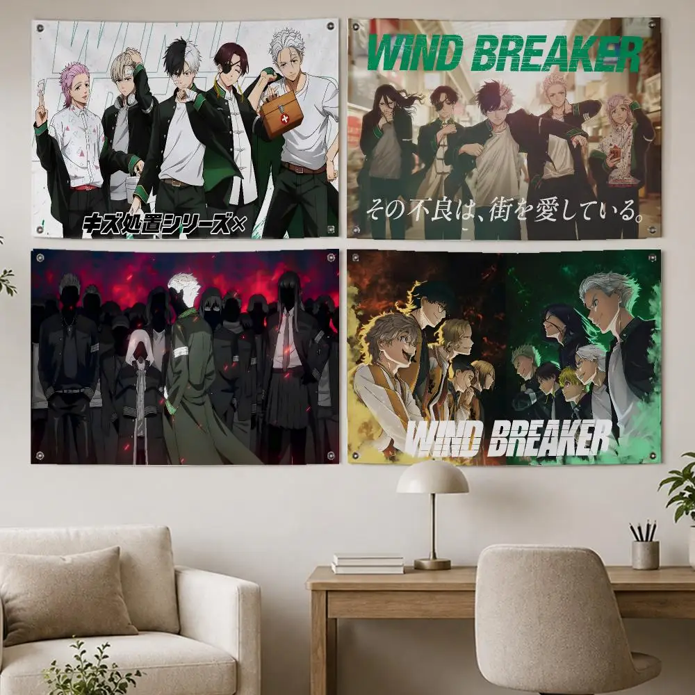 Hot Anime Wind Breaker Flags Room Home Decor Wall‑Hanging Art Banner, Outdoor for Bedroom Party Background Decoration