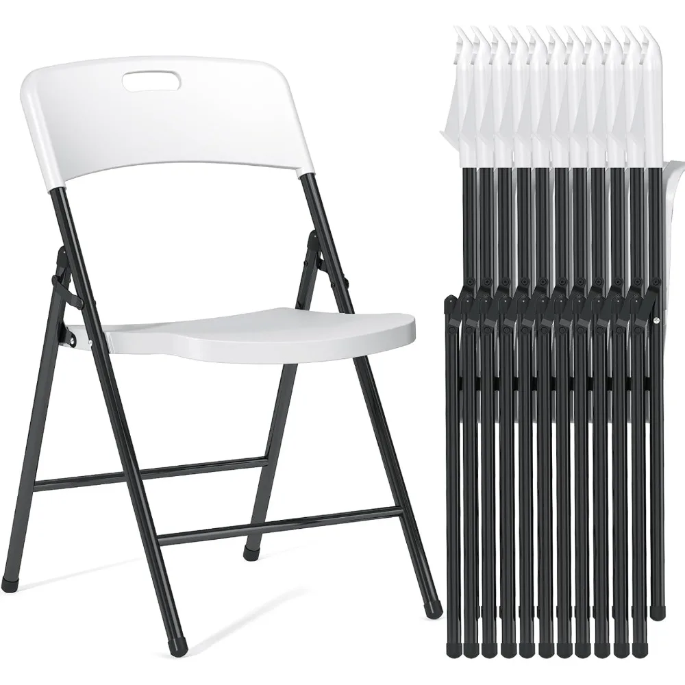 12 Pack Folding Chairs, 700lbs Capacity Heavy Duty Folding Chair with Reinfoced Steel Frame for Indoor/Outdoor Use, White Plasti