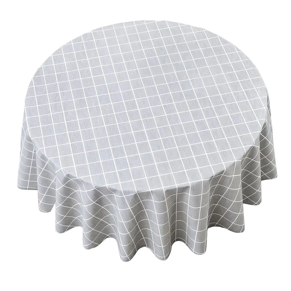 Waterproof Oil Resistant Checkered For Round Tablecloth Diameter 120CM Suitable for For Round Dining Table Use