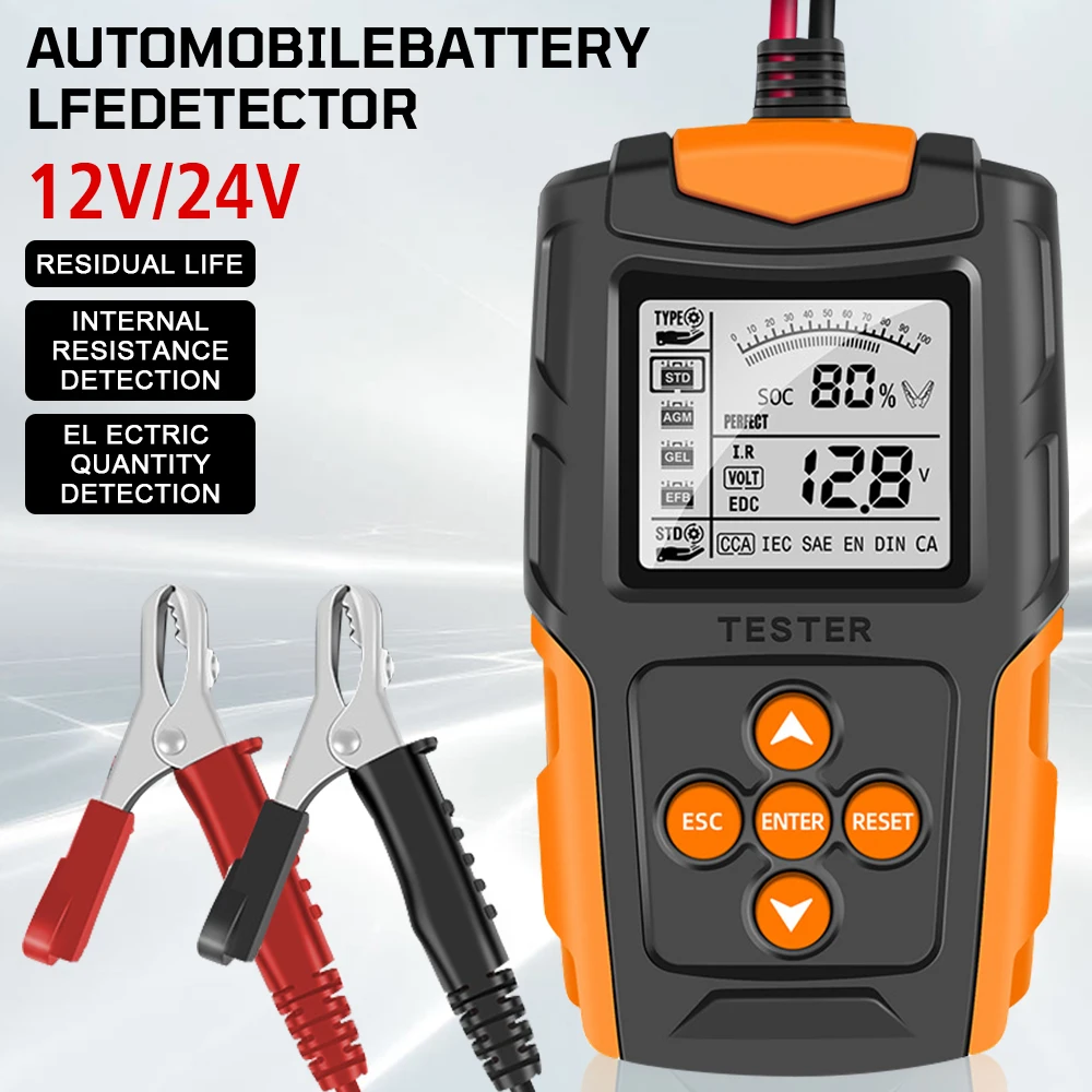 التحريك شحن أداة محلل البطارية جهاز اختبار بطارية السيارة أدوات تشخيص السيارات الرقمية لبطارية الرطب/الجل/الرصاص الحمضية 12 فولت 24 فولت #6