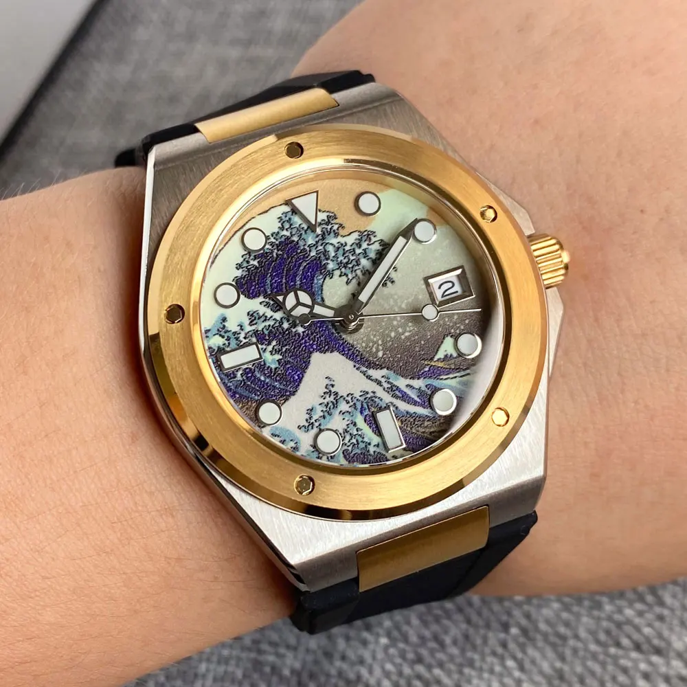 

Tandorio новые черные роскошные мужские механические часы в деловом стиле с сапфировым стеклом 100 м водонепроницаемые автоматические часы NH35A