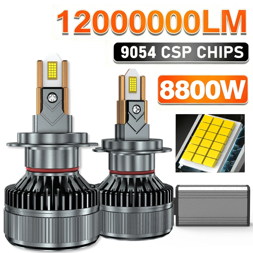 8800 واط H7 Led المصباح لمبة H4 H11 Led مصباح 6 أنبوب نحاسي Led أضواء للسيارة H1 HB3 9005 HB4 9006 HIR2 9012 6000 كيلو 12 فولت