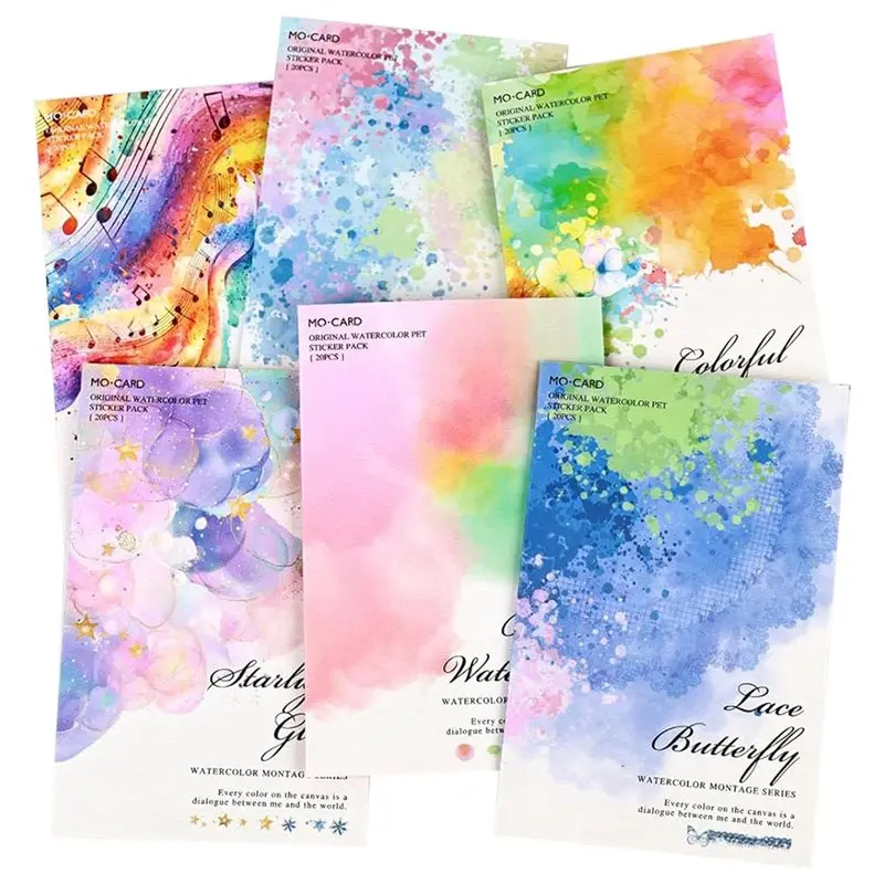 

A84X-Watercolor Journaling Stickers 120Pcs Transparent PET Floral And Musical Design For Scrapbooking Crafts